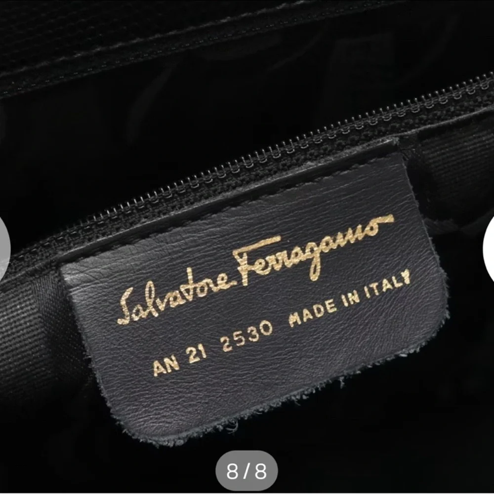 Salvatore Ferragamo Vintage Shoulder Bag Black Leather with Gold Accent - Picture 4 of 12